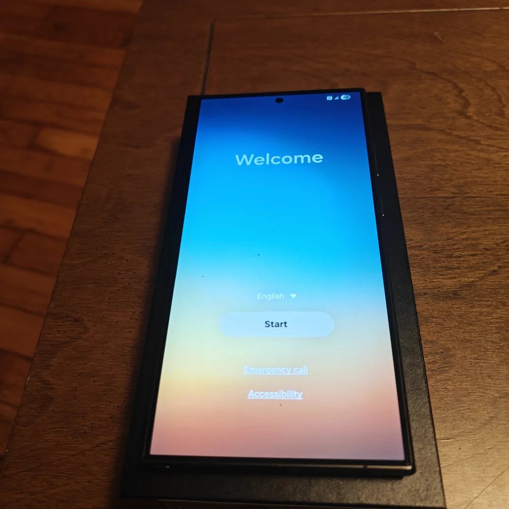 Samsung Black Cell Phone with Advanced Display and Reading Interface